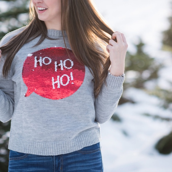 H & M | Ho Ho Ho | Christmas | Sequins Sweater | Holiday - Picture 3 of 5